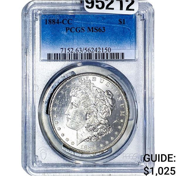 1884-CC Morgan Silver Dollar PCGS MS63