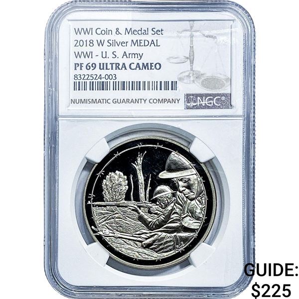 2018-W WWI-U.S. Army  Silver Medal NGC PR69