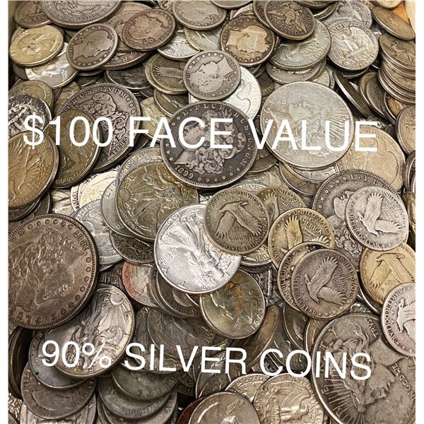 $100 Face Value Bag US Mixed 90% Silver