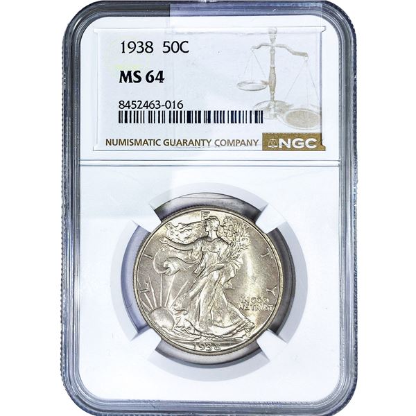 1938 Walking Liberty Half Dollar NGC MS64