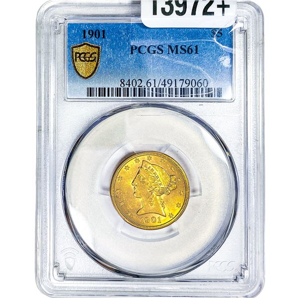 1901 $5 Gold Half Eagle PCGS MS61
