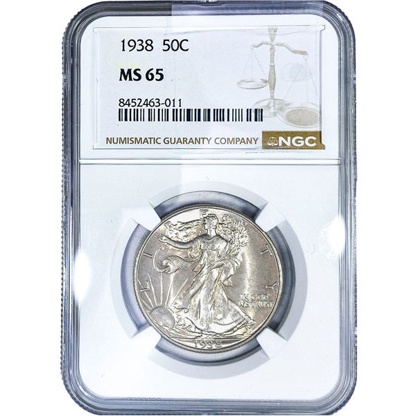 1938 Walking Liberty Half Dollar NGC MS65