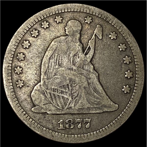 1877-CC Silver Seated Liberty Quarter LIGHTLY  CIRCULATED