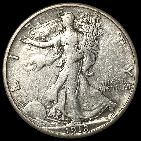 1918-S Silver Walking Liberty Half Dollar  NEARLY UNCIRCULATED