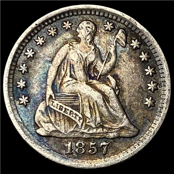 1857 Silver Seated Liberty Half Dime NEARLY  UNCIRCULATED