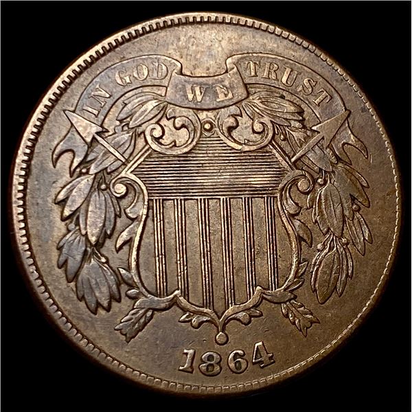 1864 Two-Cent Piece CHOICE AU