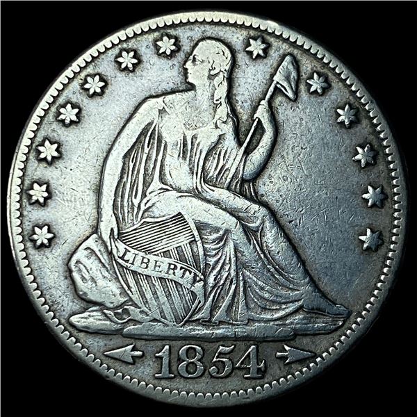 1854 Arrows Seated Liberty Half Dollar NEARLY  UNCIRCULATED