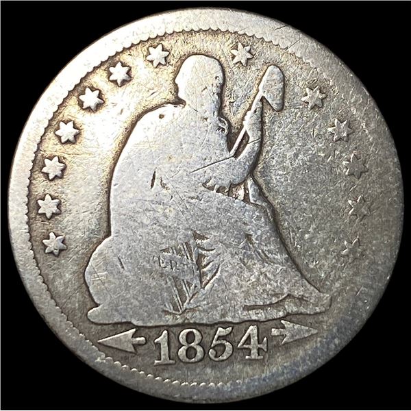 1854-O Silver Seated Liberty Quarter NICELY  CIRCULATED