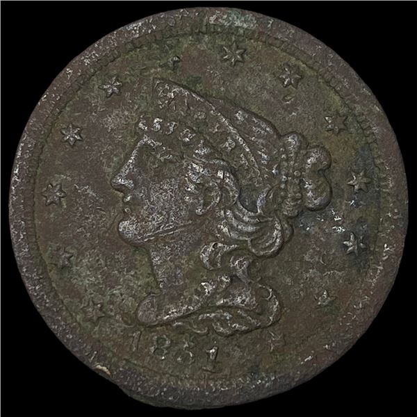 1851 Braided Hair Half Cent NEARLY  UNCIRCULATED