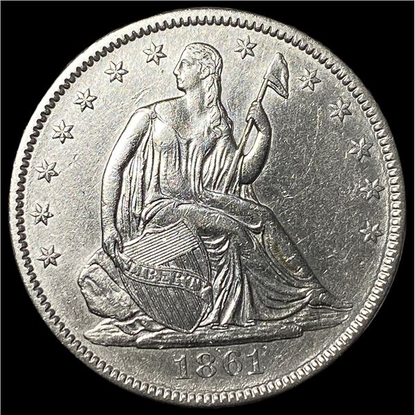 1861 Silver Seated Liberty Half Dollar  CLOSELY UNCIRCULATED