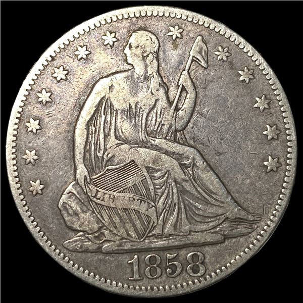 1858 Seated Liberty Half Dollar LIGHTLY  CIRCULATED
