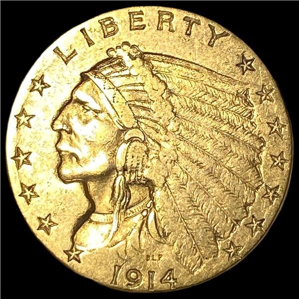 1914 Indian Head Gold $2.5 Quarter Eagle  NEARLY UNCIRCULATED