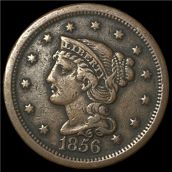 1856 Braided Hair Large Cent LIGHTLY  CIRCULATED