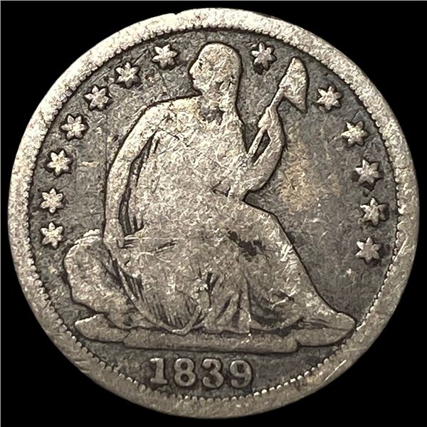 1839-O Silver Seated Liberty Half Dime  LIGHTLY CIRCULATED
