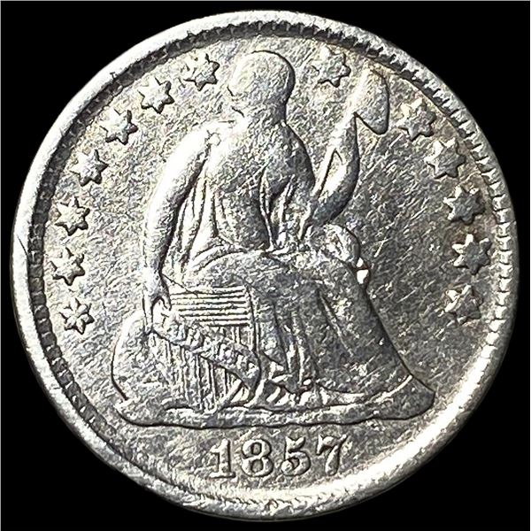 1857 Silver Seated Liberty Half Dime CLOSELY  UNCIRCULATED