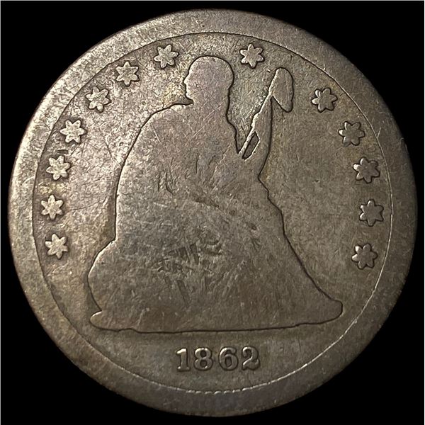 1862 Seated Liberty Quarter NEARLY  UNCIRCULATED