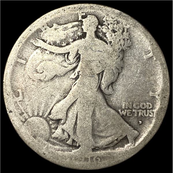 1916-D Silver Walking Liberty Half Dollar  LIGHTLY CIRCULATED