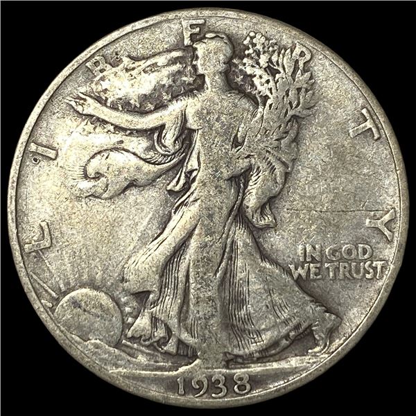 1938-D Silver Walking Liberty Half Dollar  LIGHTLY CIRCULATED