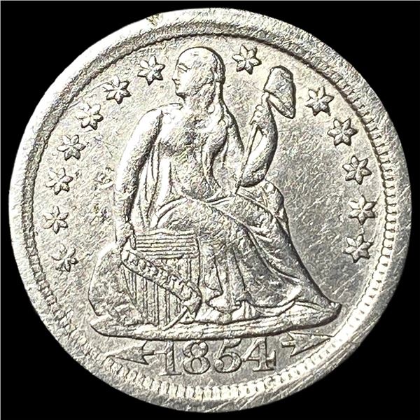 1854-O Silver Seated Liberty Dime ABOUT  UNCIRCULATED