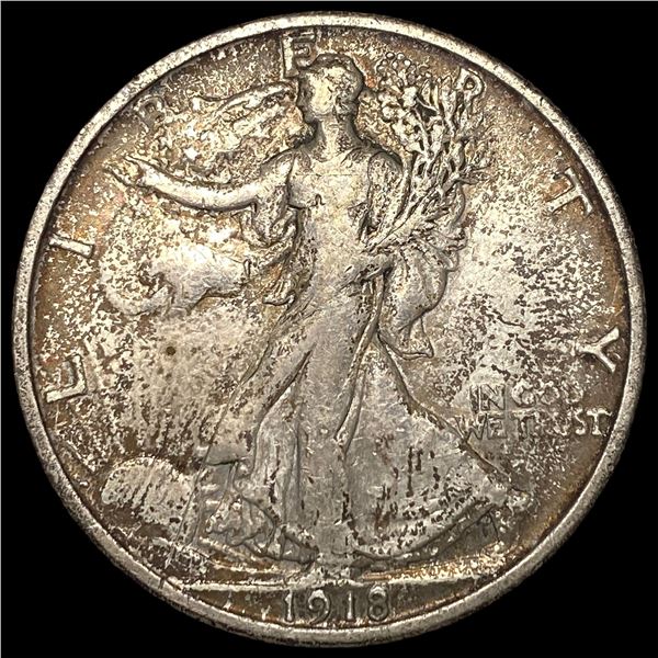 1918 Silver Walking Liberty Half Dollar ABOUT  UNCIRCULATED