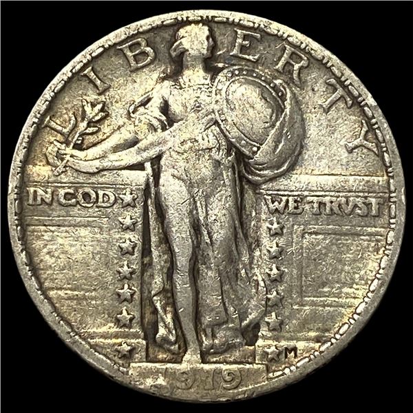 1919 Silver Standing Liberty Quarter LIGHTLY  CIRCULATED