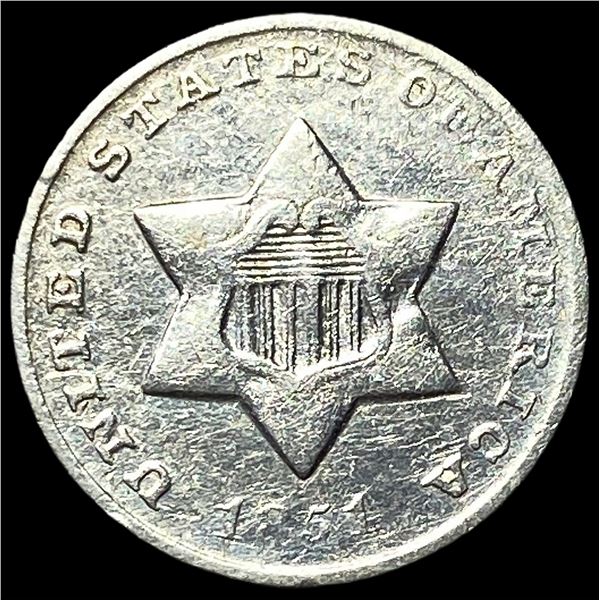 1851-O Silver Three-Cent Piece CLOSELY  UNCIRCULATED