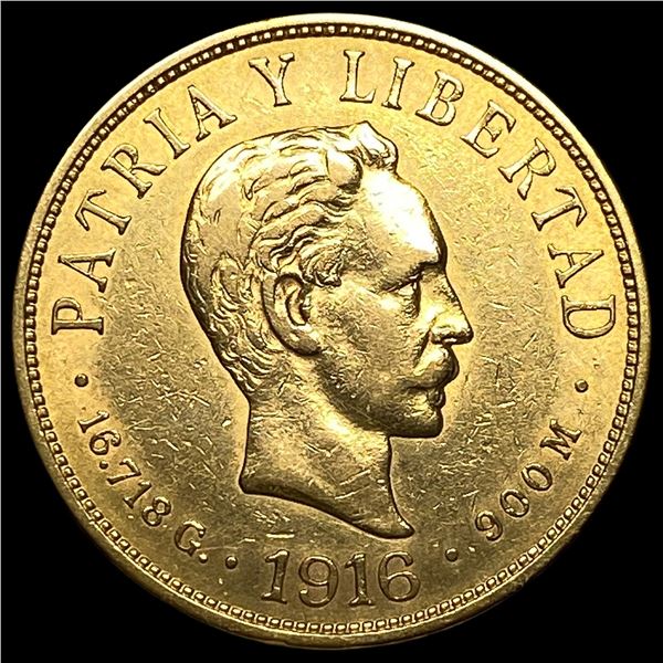 1916 Cuba .4838oz Gold 10 Pesos GEM BU