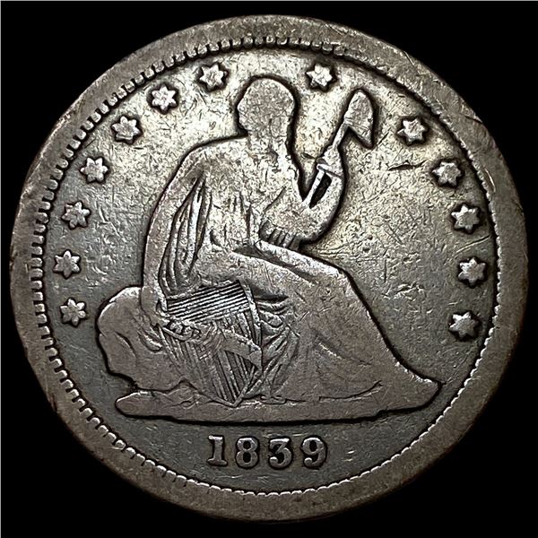 1839 Seated Liberty Silver Quarter LIGHTLY  CIRCULATED