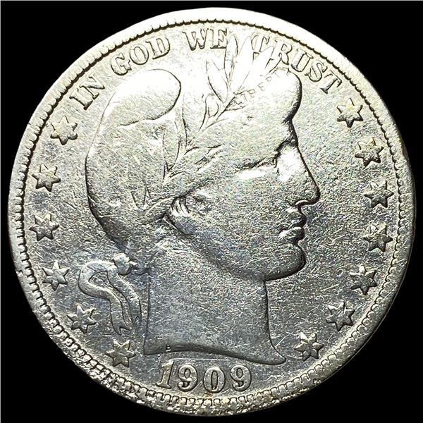 1909 Silver Barber Half Dollar LIGHTLY  CIRCULATED