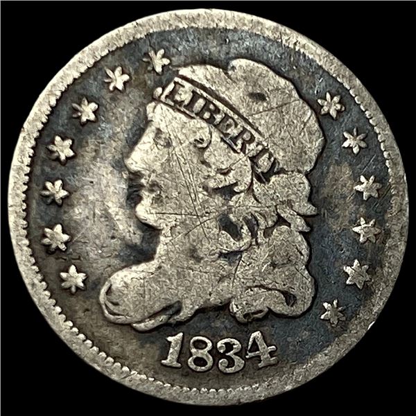 1834 Silver Capped Bust Half Dime LIGHTLY  CIRCULATED
