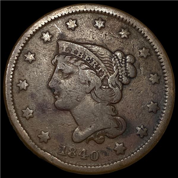 1840 Braided Hair Large Cent LIGHTLY  CIRCULATED