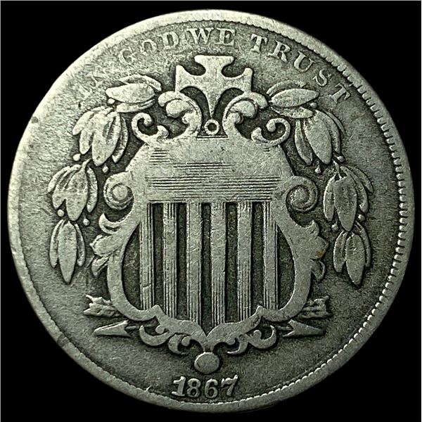 1867 Shield Nickel LIGHTLY CIRCULATED