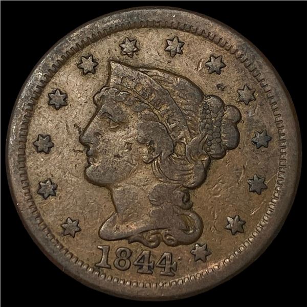 1844 Braided Hair Large Cent LIGHTLY  CIRCULATED