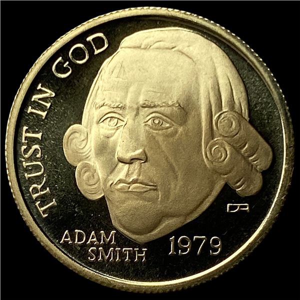 1979 Gold 1/10oz Adam Smith Medallion NICELY  CIRCULATED