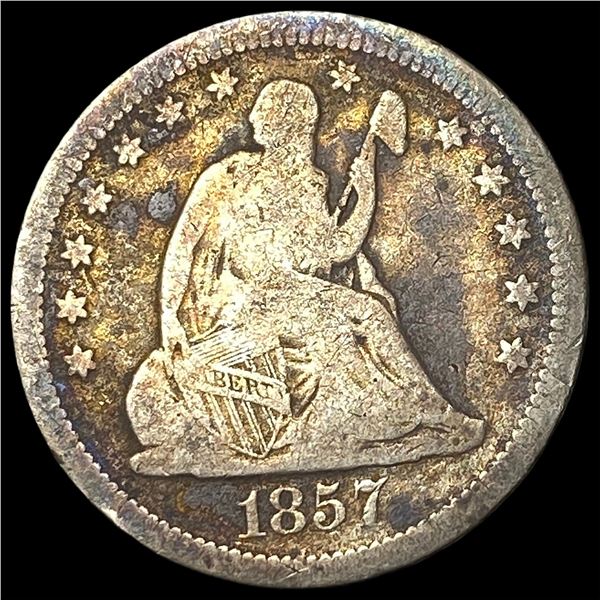 1857-O Silver Seated Liberty Quarter NICELY  CIRCULATED