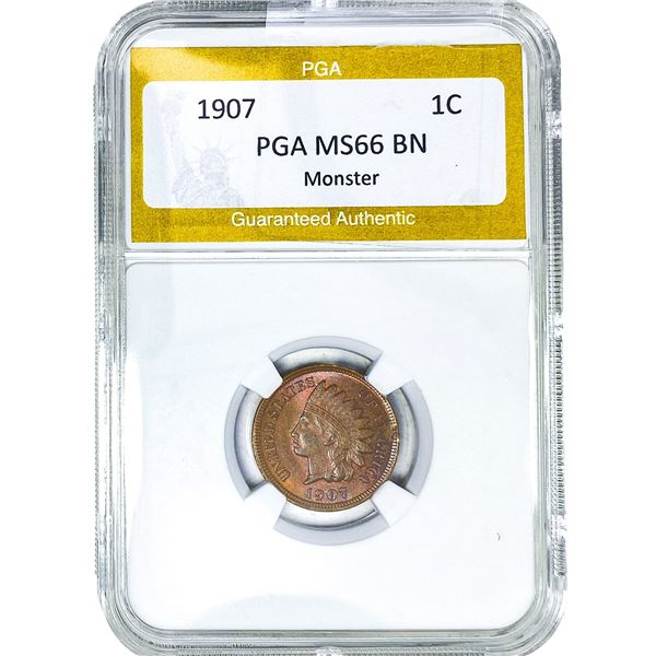 1907 Indian Head Cent PGA MS66 BN Monster