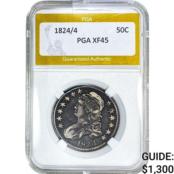 1824/4 Capped Bust Half Dollar PGA XF45