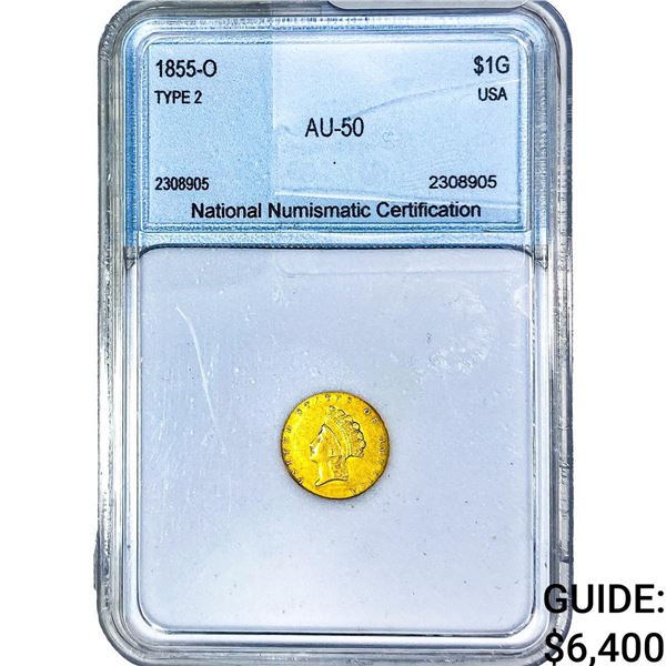 1855-O Type 2 Dollar NNC AU50