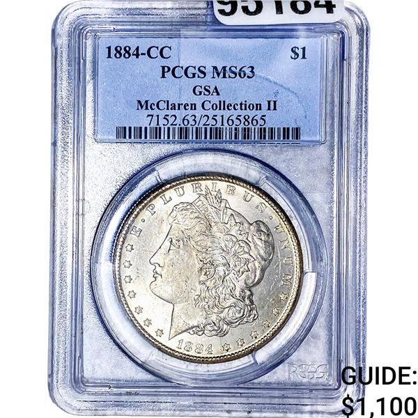 1884-CC Morgan Silver Dollar PCGS MS63