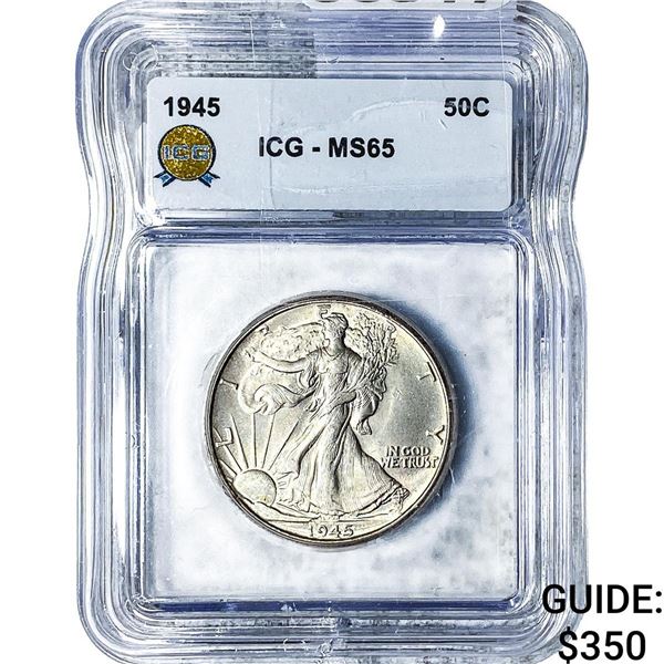 1945 Walking Liberty Half Dollar ICG MS65