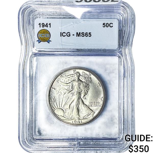 1941 Walking Liberty Half Dollar ICG MS65