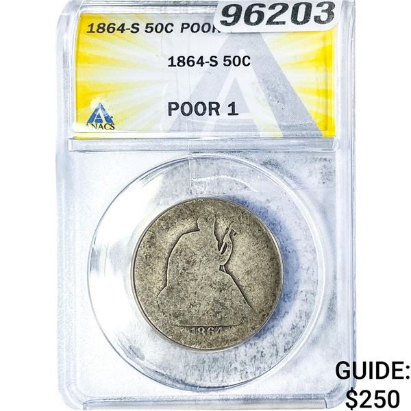 1864-S Seated Liberty Half Dollar ANACS P1