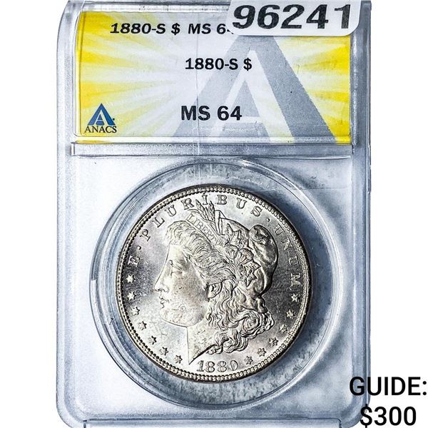 1880-S Morgan Silver Dollar ANACS MS64