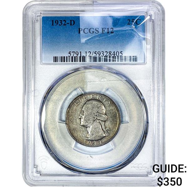 1932-D Washington Silver Quarter PCGS F12
