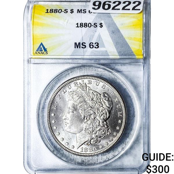 1880-S Morgan Silver Dollar ANACS MS63