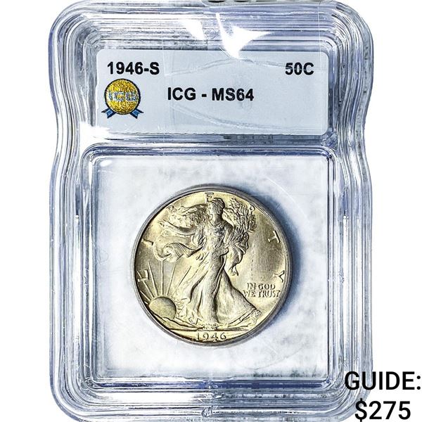 1946-S Walking Liberty Half Dollar ICG MS64