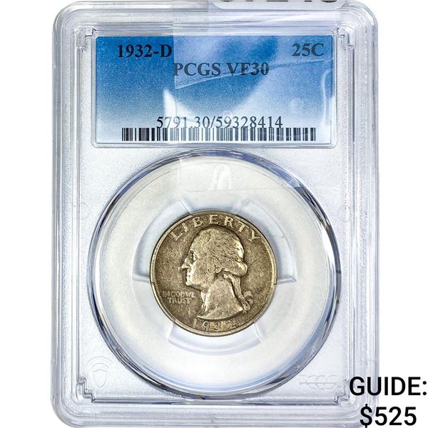 1932-D Washington Silver Quarter PCGS VF30