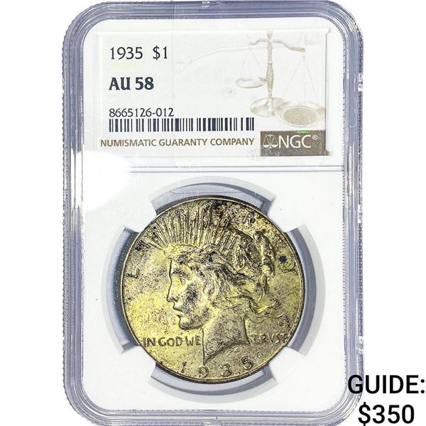 1935 Silver Peace Dollar NGC AU58