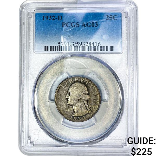 1932-D Washington Silver Quarter PCGS AG03