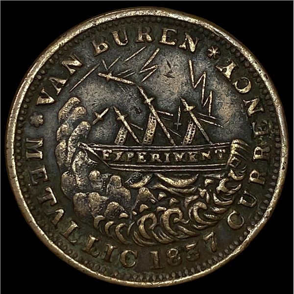 1837-1841 Van Buren/ Webster Ship Copper Hard Times Token